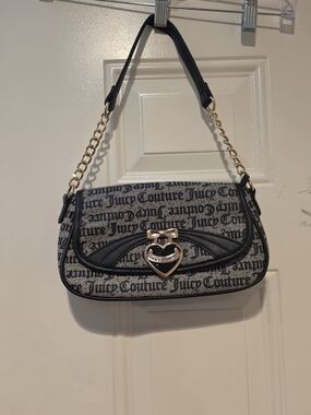 Juicy Couture Black Logo Heart-Bow Shoulder Bag